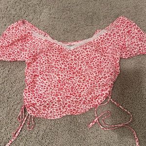 Hollister, Red Design Crop Top, Size XS